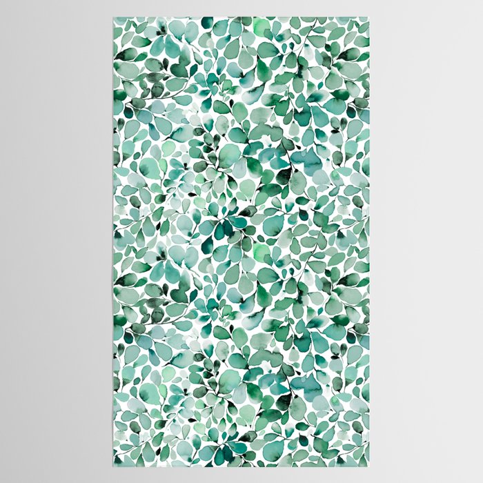 Watercolor Eucalyptus Botanical Green Leaves Tablecloth Gallery Image 2