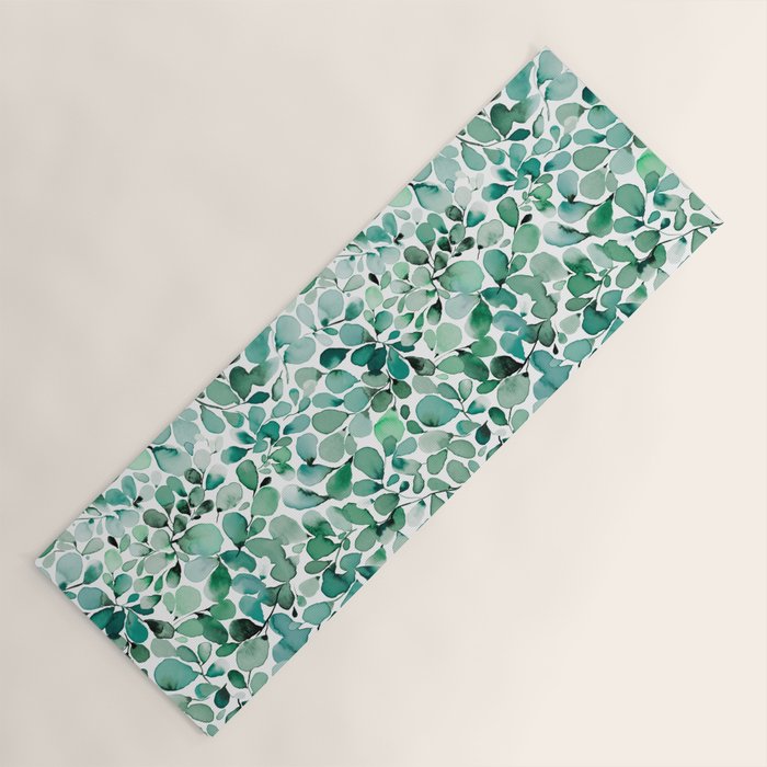 Watercolor Eucalyptus Botanical Green Leaves Yoga Mat Gallery Image 1