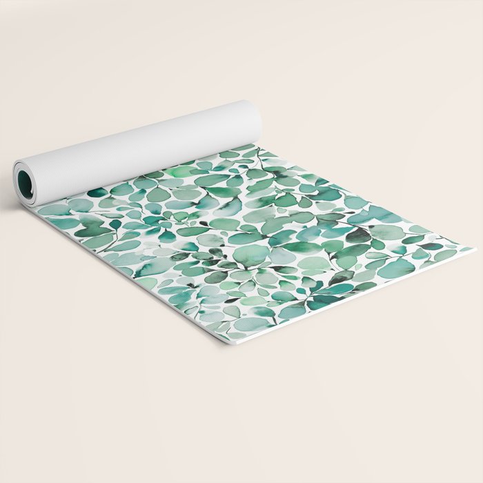 Watercolor Eucalyptus Botanical Green Leaves Yoga Mat Gallery Image 2