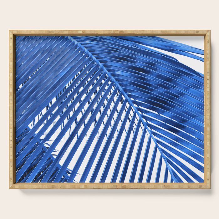 Blue Palm Leaf Serving Tray Gallery Image 1