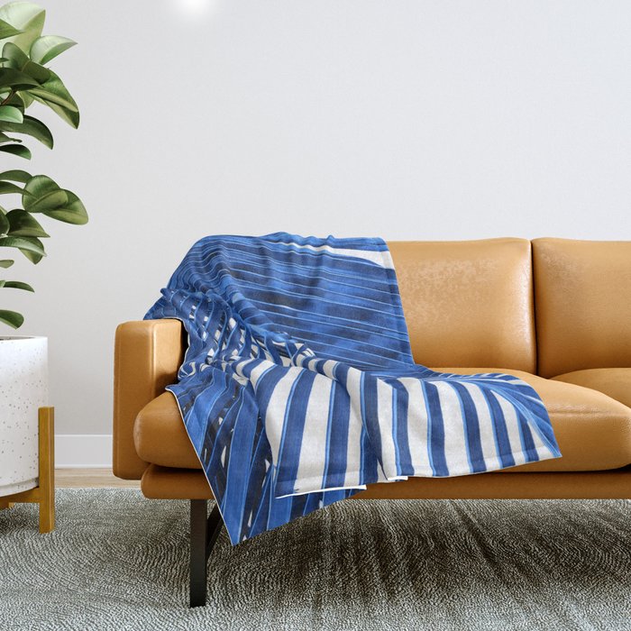 Blue Palm Leaf Throw Blanket Gallery Image 1