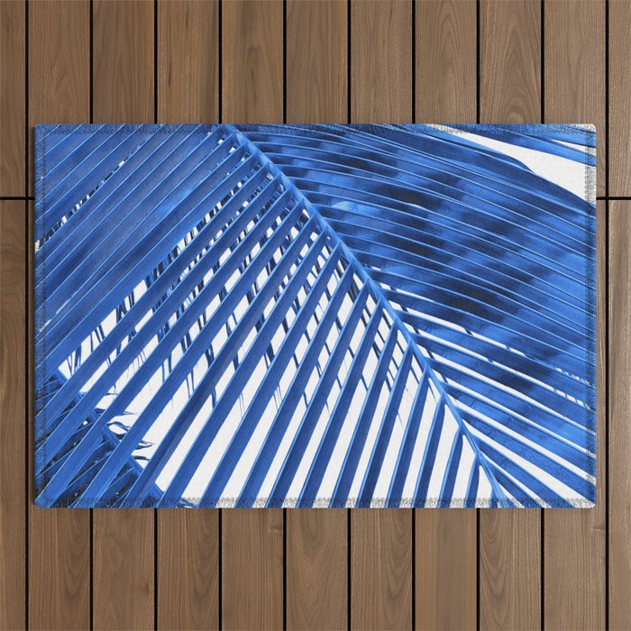 Blue Palm Leaf Outdoor Rug Gallery Image 1