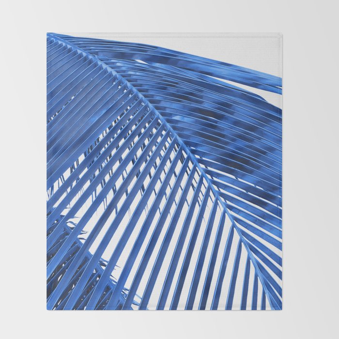 Blue Palm Leaf Throw Blanket Gallery Image 2