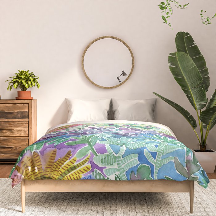 Tropical Garden Watercolor Comforter Gallery Image 3