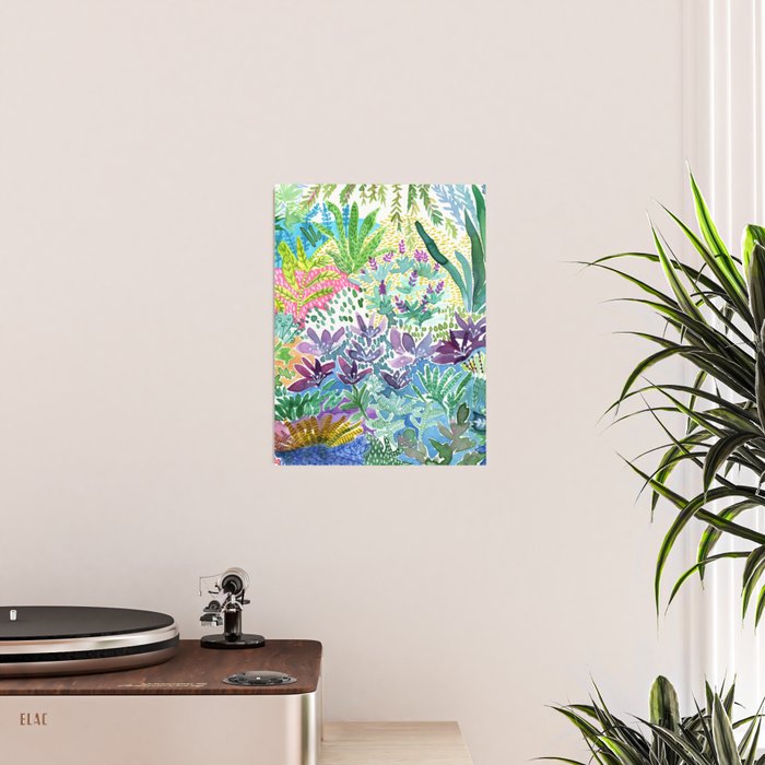 Tropical Garden Watercolor Poster Gallery Image 2
