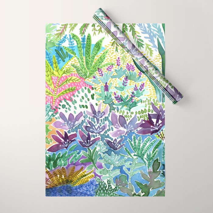 Tropical Garden Watercolor Wrapping Paper Gallery Image 1