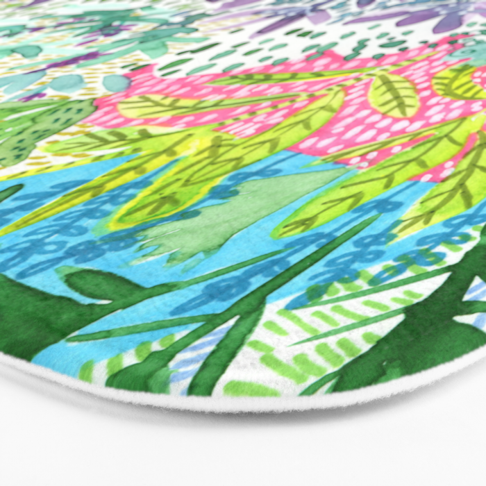 Tropical Garden Watercolor Bath Mat Gallery Image 3