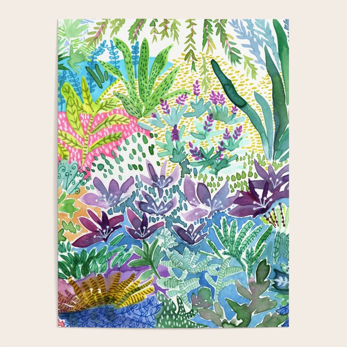 Tropical Garden Watercolor Poster Gallery Image 4
