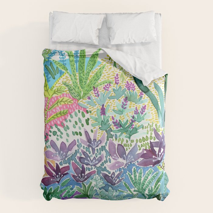 Tropical Garden Watercolor Duvet Cover Gallery Image 1