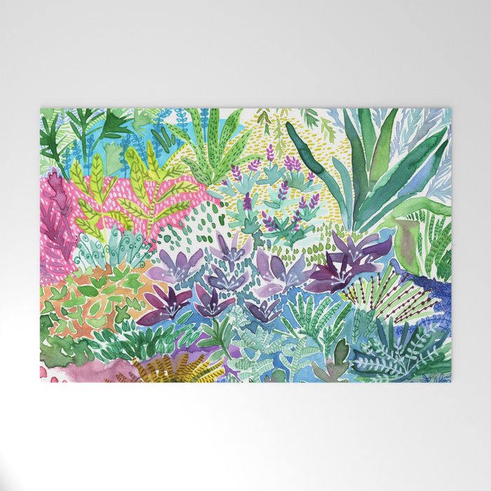 Tropical Garden Watercolor Welcome Mat Gallery Image 1