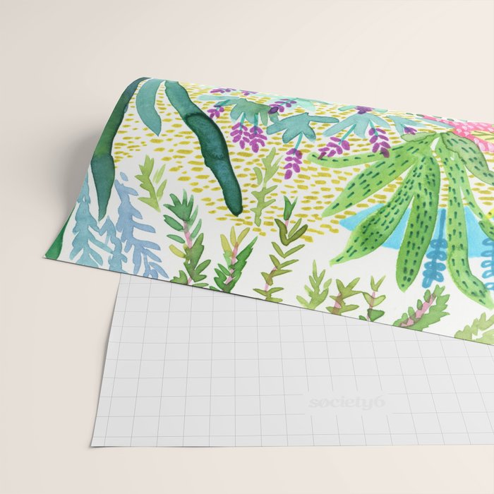 Tropical Garden Watercolor Wrapping Paper Gallery Image 2