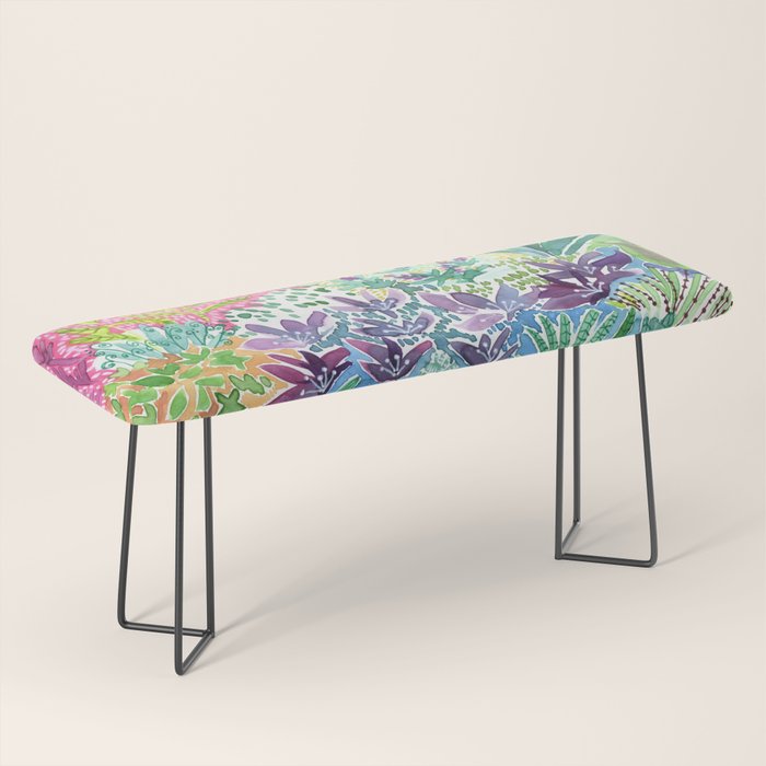 Tropical Garden Watercolor Bench Gallery Image 1