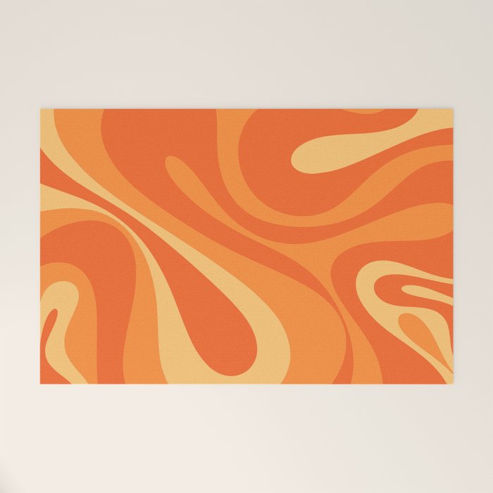 Mod Swirl Retro Abstract Pattern Orange Tangerine Yellow Welcome Mat Gallery Image 1