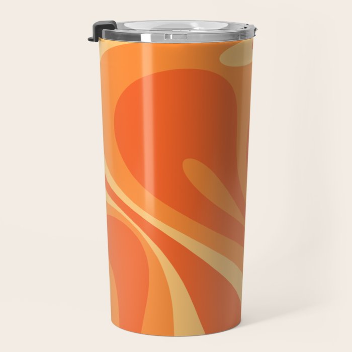 Mod Swirl Retro Abstract Pattern Orange Tangerine Yellow Travel Mug Gallery Image 3