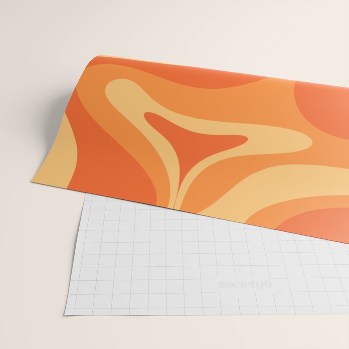 Mod Swirl Retro Abstract Pattern Orange Tangerine Yellow Wrapping Paper Gallery Image 2