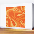 Mod Swirl Retro Abstract Pattern Orange Tangerine Yellow Wall Mural Gallery Image 2