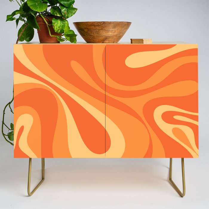 Mod Swirl Retro Abstract Pattern Orange Tangerine Yellow Credenza Gallery Image 1
