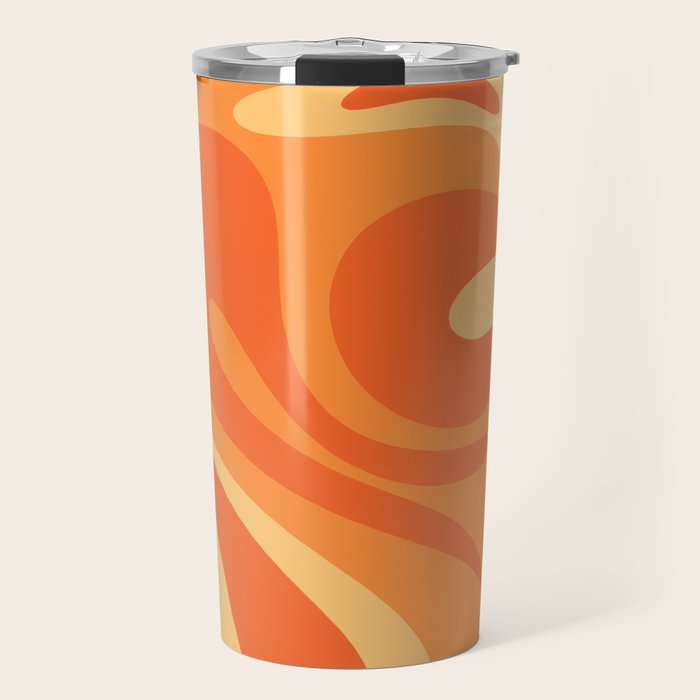 Mod Swirl Retro Abstract Pattern Orange Tangerine Yellow Travel Mug Gallery Image 1