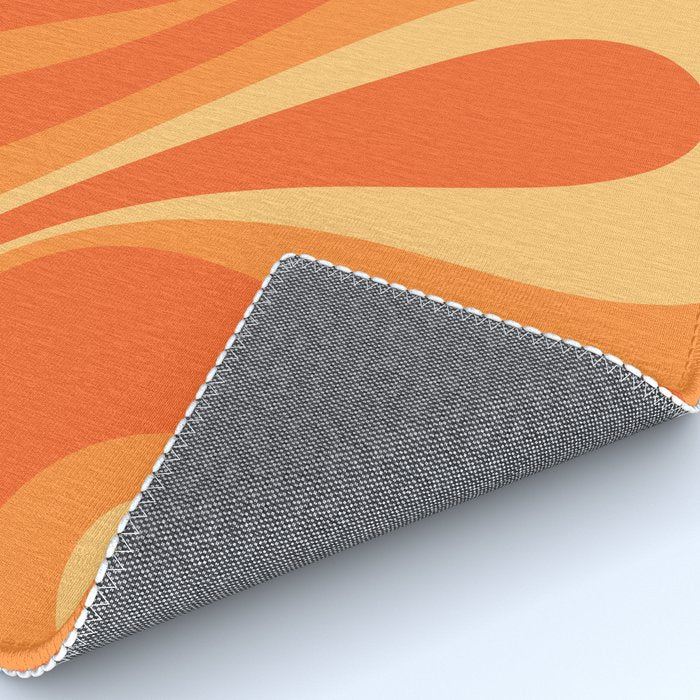 Mod Swirl Retro Abstract Pattern Orange Tangerine Yellow Rug Gallery Image 4