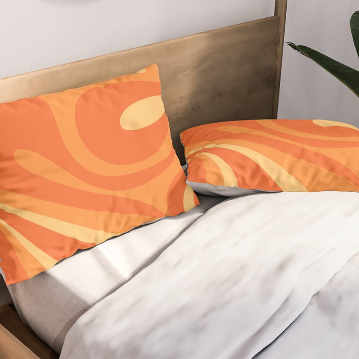 Mod Swirl Retro Abstract Pattern Orange Tangerine Yellow Pillow Sham Gallery Image 2