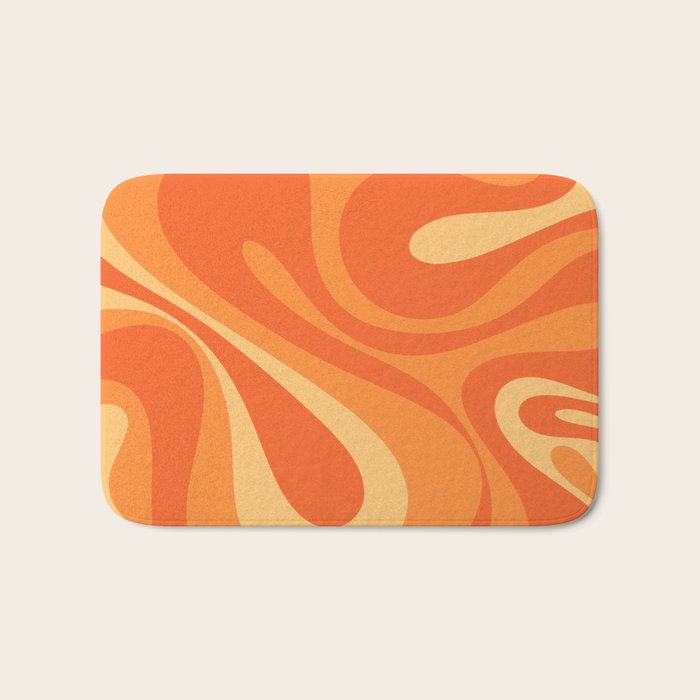 Mod Swirl Retro Abstract Pattern Orange Tangerine Yellow Bath Mat Gallery Image 1