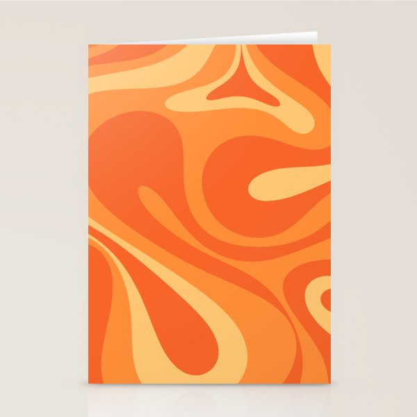 Mod Swirl Retro Abstract Pattern Orange Tangerine Yellow Stationery Card Gallery Image 1