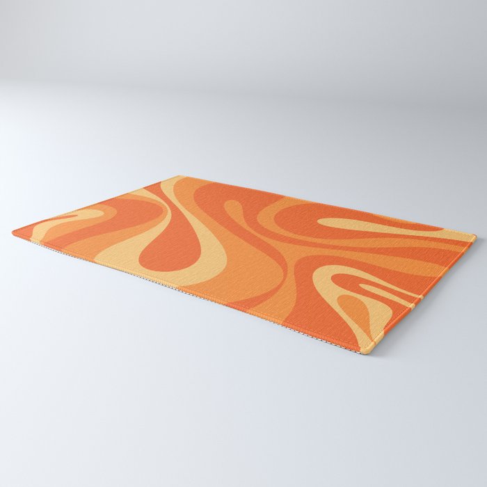 Mod Swirl Retro Abstract Pattern Orange Tangerine Yellow Rug Gallery Image 3