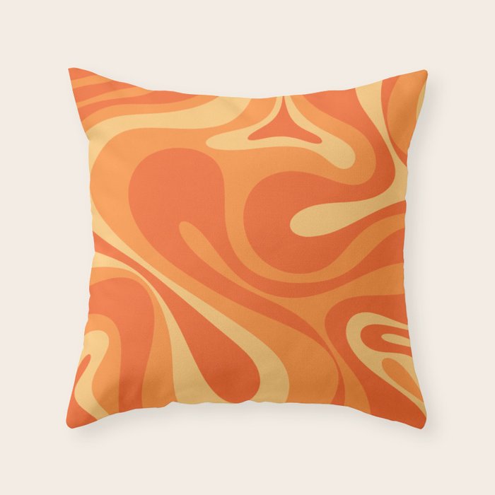 Mod Swirl Retro Abstract Pattern Orange Tangerine Yellow Throw Pillow Gallery Image 6