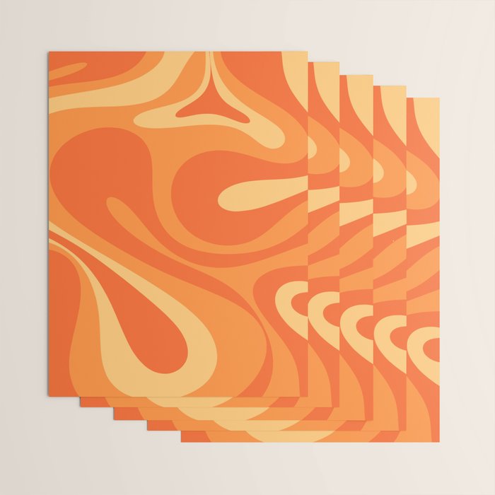 Mod Swirl Retro Abstract Pattern Orange Tangerine Yellow Wrapping Paper Gallery Image 3