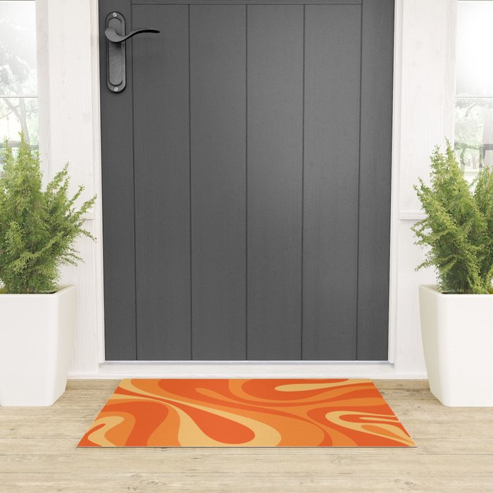Mod Swirl Retro Abstract Pattern Orange Tangerine Yellow Welcome Mat Gallery Image 3