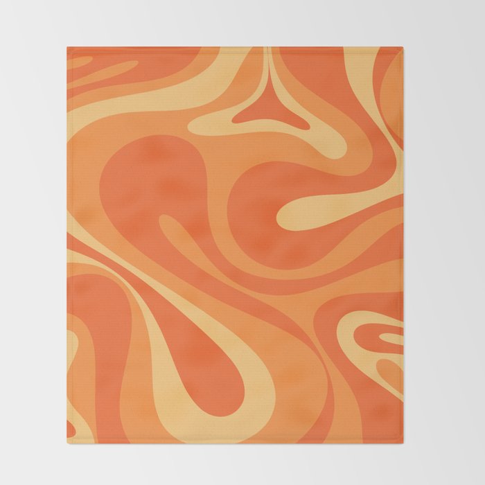 Mod Swirl Retro Abstract Pattern Orange Tangerine Yellow Throw Blanket Gallery Image 2