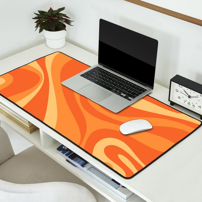 Mod Swirl Retro Abstract Pattern Orange Tangerine Yellow Desk Mat Gallery Image 2