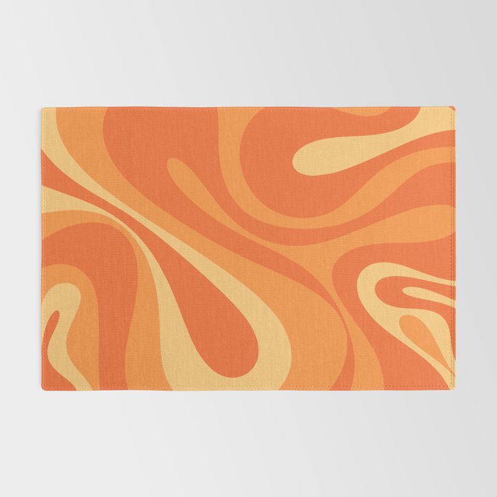 Mod Swirl Retro Abstract Pattern Orange Tangerine Yellow Rug Gallery Image 2