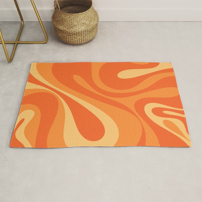 Mod Swirl Retro Abstract Pattern Orange Tangerine Yellow Rug Gallery Image 1