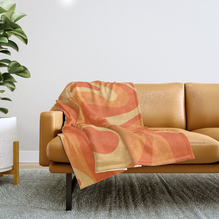 Mod Swirl Retro Abstract Pattern Orange Tangerine Yellow Throw Blanket Gallery Image 1