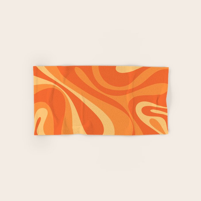 Mod Swirl Retro Abstract Pattern Orange Tangerine Yellow Bath Towel Gallery Image 1
