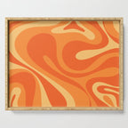 Mod Swirl Retro Abstract Pattern Orange Tangerine Yellow Serving Tray Gallery Image 1