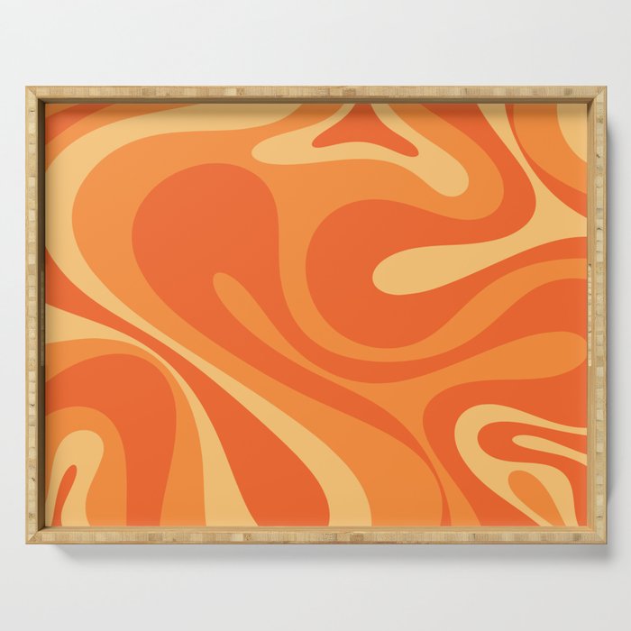 Mod Swirl Retro Abstract Pattern Orange Tangerine Yellow Serving Tray Gallery Image 1