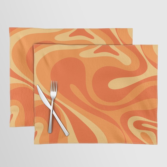 Mod Swirl Retro Abstract Pattern Orange Tangerine Yellow Placemat Gallery Image 1