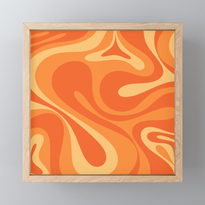 Mod Swirl Retro Abstract Pattern Orange Tangerine Yellow Mini Art Print Gallery Image 1