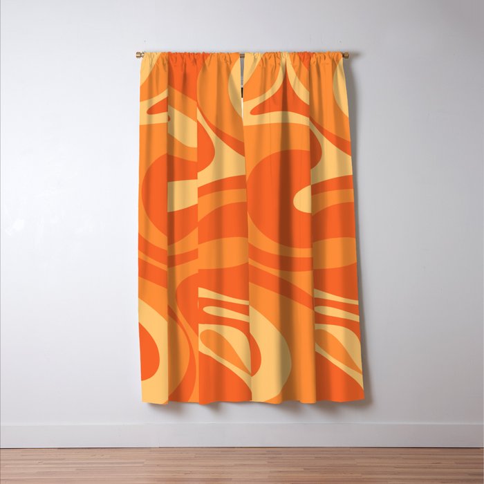 Mod Swirl Retro Abstract Pattern Orange Tangerine Yellow Window Curtain Gallery Image 3