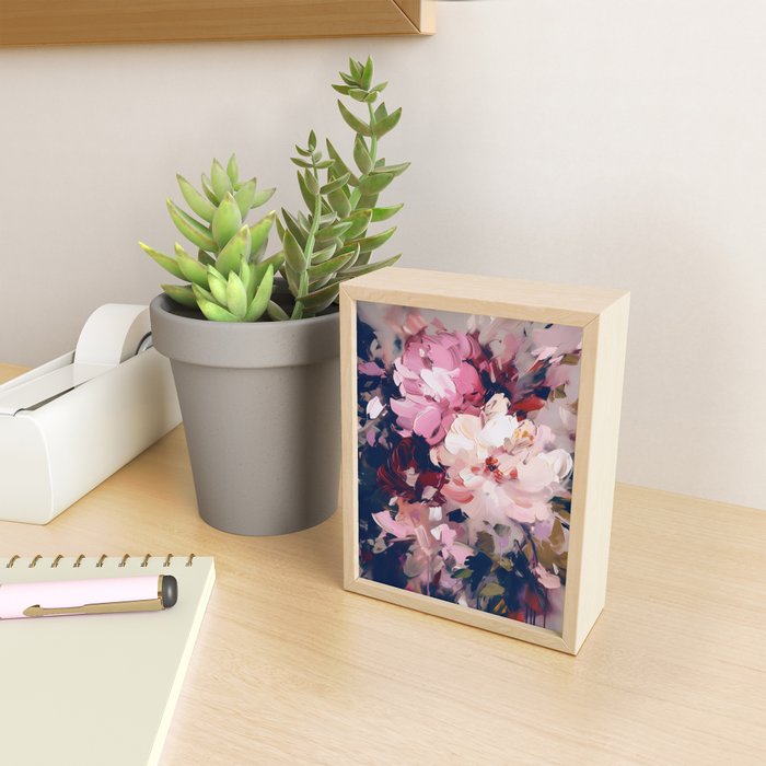 A Splash of Pink and Navy Flowery Art Mini Art Print Gallery Image 2