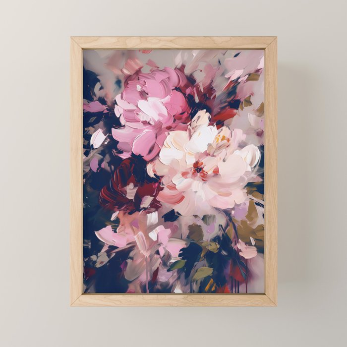 A Splash of Pink and Navy Flowery Art Mini Art Print Gallery Image 1