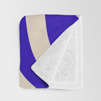 Retro Liquid Swirl Abstract Pattern Square in Beige and Cobalt Blue Throw Blanket Gallery Image 3