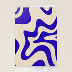 Retro Liquid Swirl Abstract Pattern Square in Beige and Cobalt Blue Stationery Card Gallery Image 2