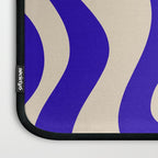 Retro Liquid Swirl Abstract Pattern Square in Beige and Cobalt Blue Laptop Sleeve Gallery Image 3