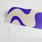 Retro Liquid Swirl Abstract Pattern Square in Beige and Cobalt Blue Wrapping Paper Gallery Image 2