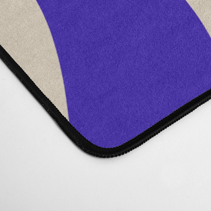 Retro Liquid Swirl Abstract Pattern Square in Beige and Cobalt Blue Desk Mat Gallery Image 4