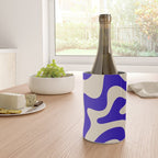 Retro Liquid Swirl Abstract Pattern Square in Beige and Cobalt Blue Wine Chiller Gallery Image 4
