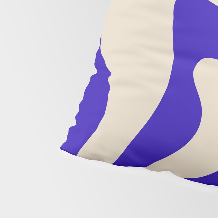 Retro Liquid Swirl Abstract Pattern Square in Beige and Cobalt Blue Pillow Sham Gallery Image 4